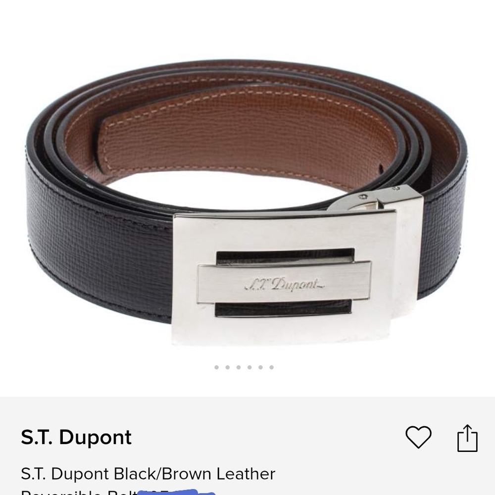 S.T. Dupont Reversible Black and Brown Leather Belt
